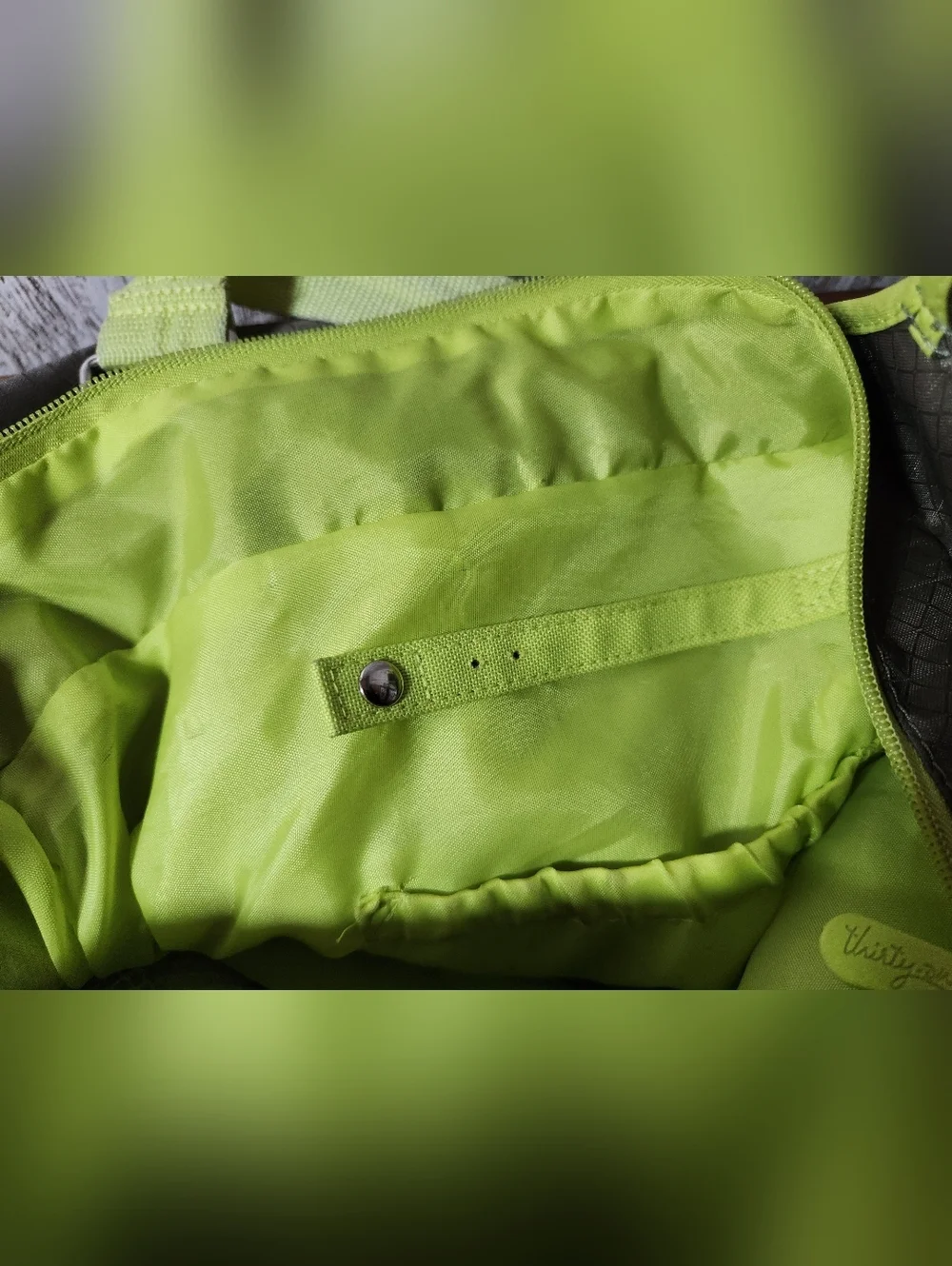Thirty-one Brown All Pro Tote with Lime Green Trim and Straps Gym Yoga Bag Nice